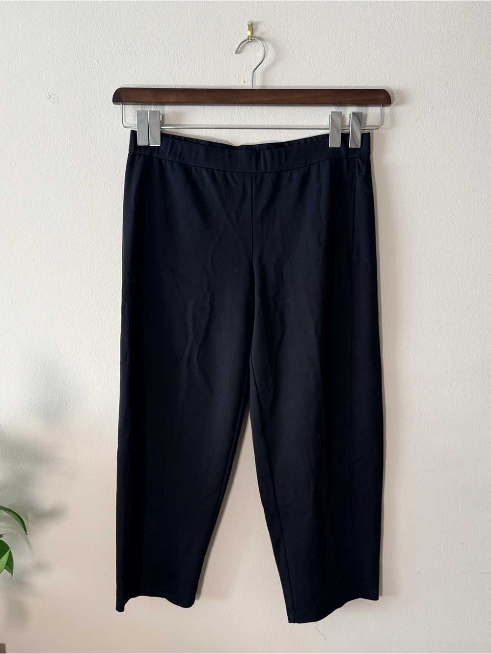 Eileen Fisher Black Tapered Pull-On Pants - Point - Large